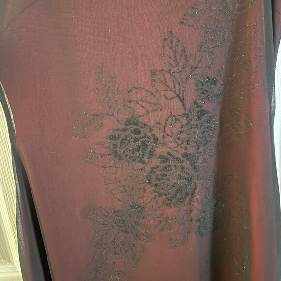 Vintage 90s Y2K Mesh Prom Maxi Dress Size S Velvet Burnout Formal Whimsigoth - Picture 6 of 11